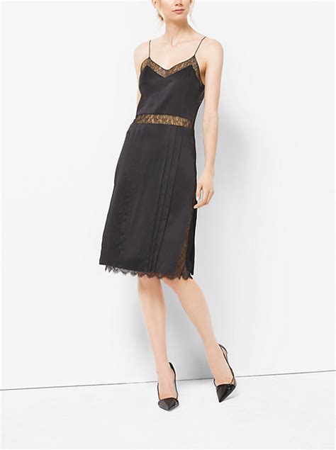 Michael Kors Chantilly Lace And Silk Charmeuse Slip Dress In 